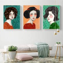 AAHH Illustration Posters Woman Quadro Canvas Painting Print on Canvas Animal Art Picture for Living Room Home Decor No Frame 2024 - compre barato