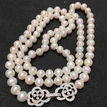 elegant single strands 8-9 mm south sea white round pearl necklace 33inch 2024 - buy cheap