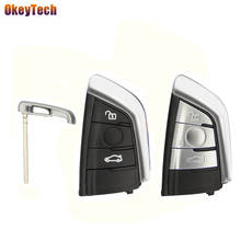 OkeyTech-carcasa de tarjeta de llave de coche inteligente, 3 botones, para BMW 1, 2, 7 Series, X1, X5, X6, X5M, X6M, funda remota automática con hoja sin cortar 2024 - compra barato