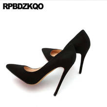 Scarpin-zapatos de tacón alto de ante para mujer, calzado Sexy superstripper exótico de 8cm, Stiletto de trabajo, punta estrecha, naranja, color negro, fetiche 2024 - compra barato