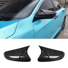 pcmos 2020 ABS Carbon Fiber Horn Rearview Side Mirror Cover Shell Rearview Mirror Edge Guards Cover For Honda Civic 2016-2018 2024 - buy cheap