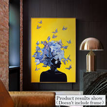 Butterfly Woman Abstract Canvas Painting Wall Art  Yellow Print Poster Picture Decorative Painting Living Room Home Decoration 2024 - buy cheap