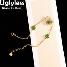 Uglyless-Pulseras de jaspe de piedras preciosas naturales para mujer, brazaletes de calabaza Chic de China, regalos en forma de corazón de plata 925 auténtica, joyería de oro 2024 - compra barato