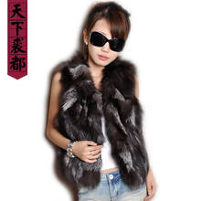 Lady Real Fox Fur Gilet Real silver fox Fur vest Short Women Natural Winter Genuine fur waistcoat Female Natural short fur vest 2024 - buy cheap