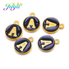 Juya-10 pingentes de esmalte, letras do alfabeto, cor dourada, dupla face, artesanal, fabricação de jóias, nome inicial 2024 - compre barato