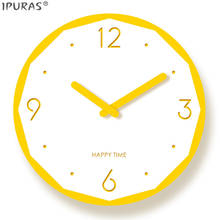 Скандинавские желтые настенные часы для гостиной, креативные Модные Акриловые Часы, простые домашние часы 2024 - купить недорого