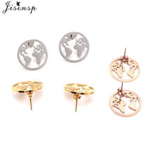 Jisensp New Simple World Map Stud Earrings for Women Men Punk Stainless Steel Jewelry Earings Traveler Gift pendientes mujer 2024 - buy cheap