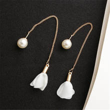 Creative Long Tassel Gold Earrings Various Colors Pearl Flower Earrings Wedding Jewelry Accessories 2024 - buy cheap