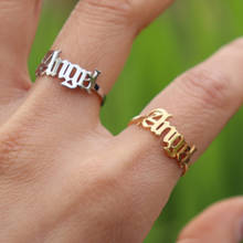 Anel de dedo dourado e prateado, de aço inoxidável, anel de ângulo para bebê, joias da moda, joias, letras masculinas em inglês antigo 2024 - compre barato
