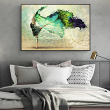 Pintura em tela abstrata moderna dançarino verde cartaz e cópias pintura da arte da parede fotos para casa sala de estar decoração 2024 - compre barato