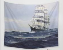 Tapiz de pintura al óleo de mar de barco CAMMITEVER, colcha Hippie colgante de pared, decoración artística para dormitorio 2024 - compra barato