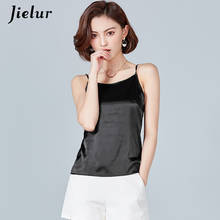 Jielur-camiseta feminina plus size, 8 cores, camiseta sexy para o verão, em seda, branca ou preta, casual 2024 - compre barato