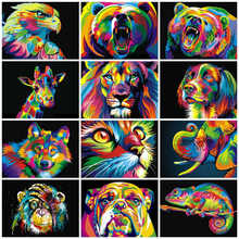 AZQSD Cat Diamond Painting Colorful Animals Diamond Embroidery Dog Tiger Lion Full Square DIY Cross Stitch 5D Home Decor Gift 2024 - buy cheap