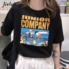 Jielur Female T-shirts Cartoon Letters Printed Loose Fashion Womens Tshirt Harajuku Basic Black White Korean Funny Top Femme 2024 - buy cheap