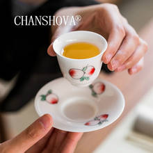 Chansapva 40ml estilo chinês pintado à mão cerâmica pequena xícara de café teacup pires conjunto china porcelana branca h450 2024 - compre barato