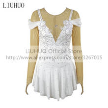 LIUHUO-vestido de patinaje artístico para mujer y niña, leotardo de competición de gimnasia rítmica, leotardo de baile de manga larga, color blanco 2024 - compra barato