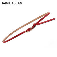RAINIE SEAN Thin Belts for Women Genuine Leather Ladies Belts for Dresses Knot Real Cowskin Fashion Female Strap Accessories 2024 - buy cheap