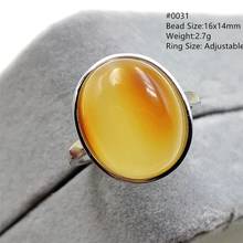 Natural amarelo âmbar pedra preciosa anel oval tamanho ajustável âmbar anel presente cristal 925 prata esterlina jóias femininas aaaaa 2024 - compre barato