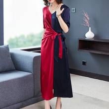 2022 Spring Summer Midi Acetate Satin Dresses Vintage 3XL Plus Size Solid Runway Maxi Dress Elegant Women Bodycon Party Vestidos 2024 - buy cheap