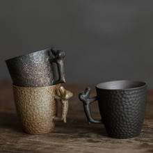 Керамическая чайная чашка с изображением милой собаки, китайская чайная чашка, посуда для напитков, 120 мл, черная, Золотая чашка 2024 - купить недорого