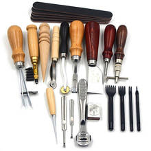 Kit de herramientas de artesanía de cuero profesional, 19 unids/set/juego, costura a mano, punzón, trabajo de tallado, sillín, accesorios de artesanía de cuero 2024 - compra barato