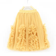 2-14Years Unique Kids Children Yellow Ruffles Long Skirt Summer Skirts with Cotton Lining Mesh Girls Pleated Pettiskirt Tutus 2024 - buy cheap