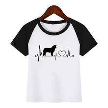 Meninos e meninas anime fronteira collie cachorro impressão t camisa do bebê crianças roupas engraçadas chirden verão camiseta 2024 - compre barato