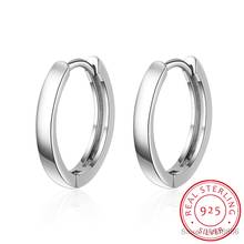 Brinco de argola redonda de prata esterlina 925, brinco clássico suave para mulheres e homens, joias de piercing de argola 2024 - compre barato