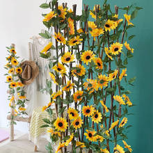 230cm Silk Sunflower Cane Ivy Vine Artificial Yellow Flower Wall Hanging Garland Garden Fence Home Wedding Arch Party Decoration 2024 - buy cheap