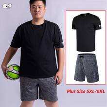 Verão calções de secagem rápida + camisa terno do esporte dos homens mais tamanho 5xl 6xl malha respirável correndo conjunto jogging gym fitness agasalho roupas 2024 - compre barato