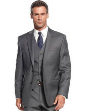 2022 Hot Sale New Style Smoking Masculino Gray Groom Men Suit Tuxedos Bridegroom 3Pcs Male Wedding Suits( Jacket+Pants+Vest+Tie) 2024 - buy cheap