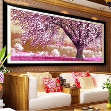Completo quadrado redondo 5d diy pintura de diamante sakura árvore cenário de parede imagem de diamante bordado mosaico de decoração de strass 2024 - compre barato