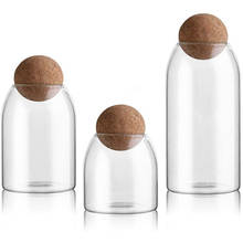 3Pcs Glass Storage bottle Jar Borosilicate Transparent Lead-Free Sealed Can Coffee Tea Tank Grains Container Creative Round Cork 2024 - buy cheap