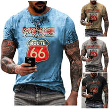 The World New Route 66  2021 Mens T-shirt 3D Printed  Short Sleeve Casual T-shirt  Summer  Oversied Fashion Mens Tops Clothing 2024 - купить недорого