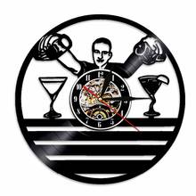 Vintage Vinyl Record Wall Clock 3D Modern Design Bartender Pub Bar Barman Business Hanging Sign Wine Guy Cocktail Clock 2024 - buy cheap