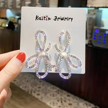 Full Rhinestone Stud Earrings for Women Girl Bijoux Shiny Oversize Bowknot Crystal Earrings Statement Jewelry Gifts 2024 - buy cheap
