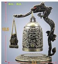 Campana de dragón y Buda tallada de latón tibetano, exquisita decoración de jardín, Plata tibetana 100% real, envío gratis 2024 - compra barato