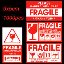 Etiqueta de advertencia de 6 estilos, pegatina de mango con cuidado para mantener seco, caja de mensajería, 9x5cm, 1000 Uds. 2024 - compra barato