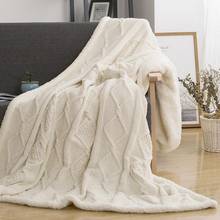 JU одеяло из синели, утолщенное вязаное одеяло, Двухслойное плюшевое флисовое покрывало из шерпы для кровати, дивана, вязаное одеяло, покрывало 2024 - купить недорого