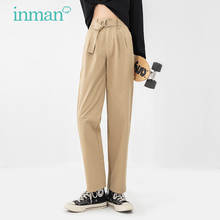 INMAN Cropped Pants Women Casual Daily Style Elastic Adjustable High Waist Belt Large Pockets Straight Solid Color Trousers 2024 - buy cheap