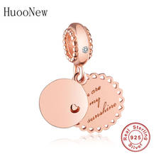 HuooNew Fit Original Brand Charm Bracelet Necklace 925 Silver Rose Gold You are My Sunshine Bead Pendant Berloque Choker 2018 2024 - buy cheap