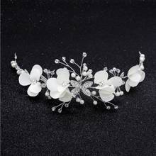 Diademas de boda con flores blancas para niñas, horquillas con perlas de cristal para mujer, tocado nupcial, accesorios de joyería para el cabello 2020 2024 - compra barato