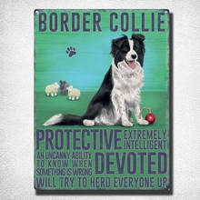 Border Collie Dog Dog Metal Sign Shield Domed Metal Tin Sign 20 X 30 Cm Home Decor 2024 - buy cheap