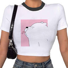 Camiseta con estampado de oso Polar Kawaii para mujer, remera blanca de estética Harajuku, camiseta Y2k para mujer 2021 2024 - compra barato