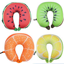 Almohada de viaje en forma de U para el hogar, cojín suave en forma de fruta con nanopartículas para el cuello, sandía, limón, Kiwi, para coche naranja, textil 2024 - compra barato
