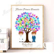 Custom Theme Name Date Spain Nuestro Primera Comunión Fingerprint DIY Canvas For Kids First Holy Communion Souvenir Guestbook 2024 - buy cheap