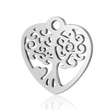 5pcs/lot Stainless Steel Charm Hollow Out Heart Shaped Tree of Life Charms Pendants for DIY Jewelry Findings Accessories 2024 - buy cheap