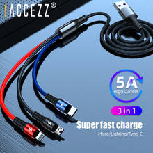 !ACCEZZ 5A Super Charge 3 in 1 USB Cable Fast Charging for iPhone 12 11 Huawei Samsung Xiaomi 8 Pin Micro USB Type C Wire Cord 2024 - buy cheap