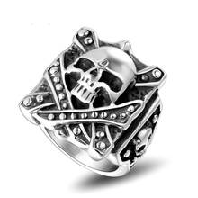 Mens ring skull for men's 2019 new fashion signet ring Square black Antique old vintage steel ring with black punk jewelry 2024 - buy cheap
