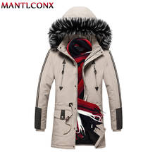 MANTLCONX Thick Mens Winter Parka with Fur Hood Fashion Brand Warm Zipper Long Coat Men Windproof Overcoat Male Padded Jackets 2024 - buy cheap